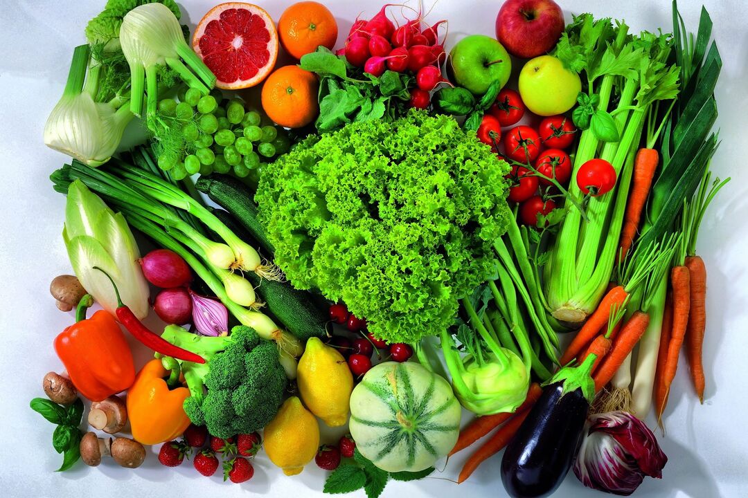 Verduras y frutas para hacer dieta. 